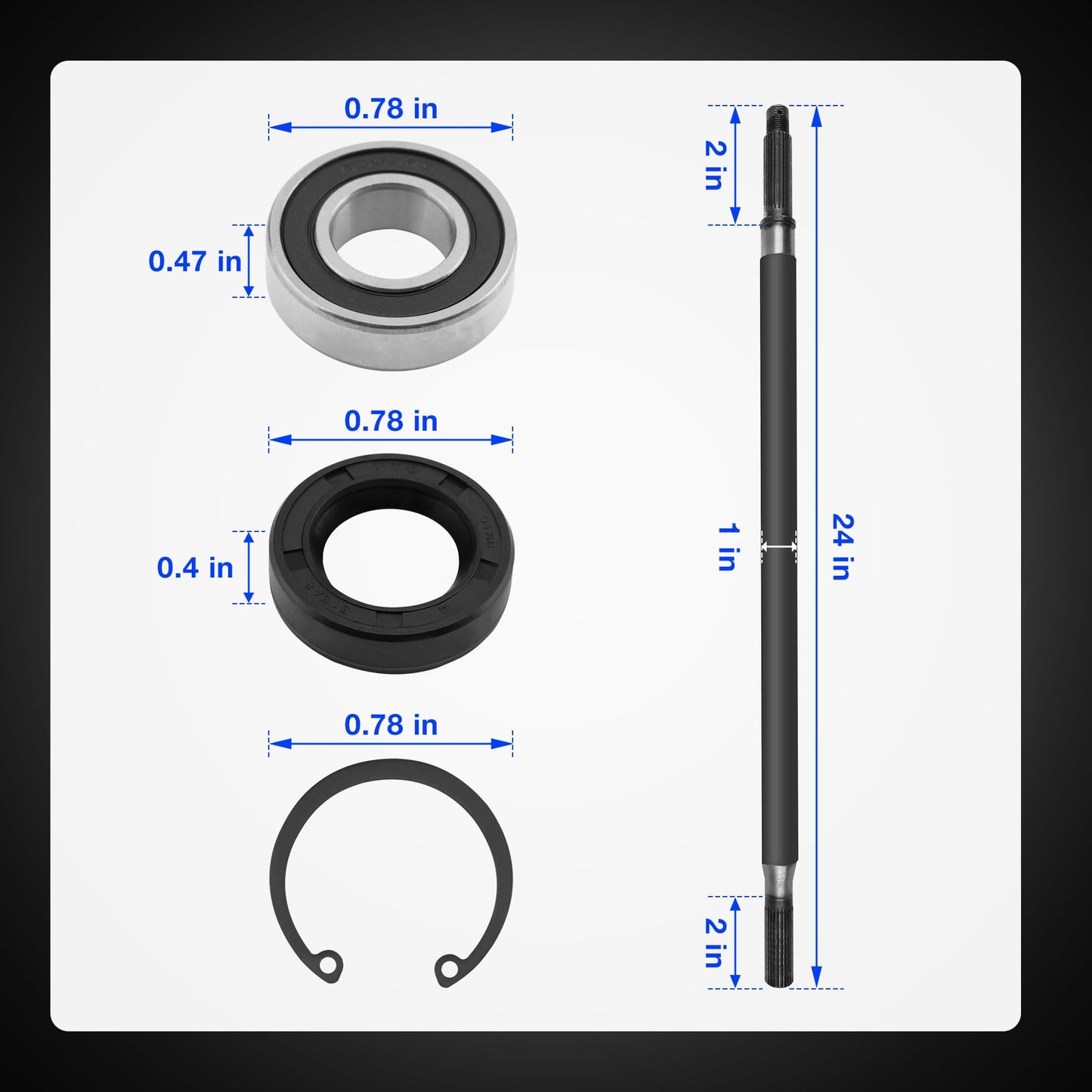 Misakomo EZGO Rear Axle Shaft Bearing Kit Fit for TXT & Medalist 1994-2013 Golf Cart, Driver Side Left, Replace 20377G11, 23 7/8" Splined Axle Shaft with Seal