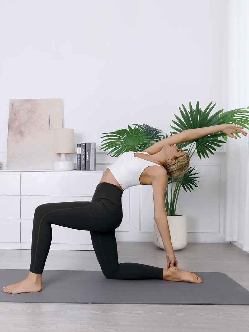 COPYLEAF High Waisted Leggings for Women Workout Butt Lifting Yoga Pants with Pockets Tummy Control Yoga Leggings(Black M)