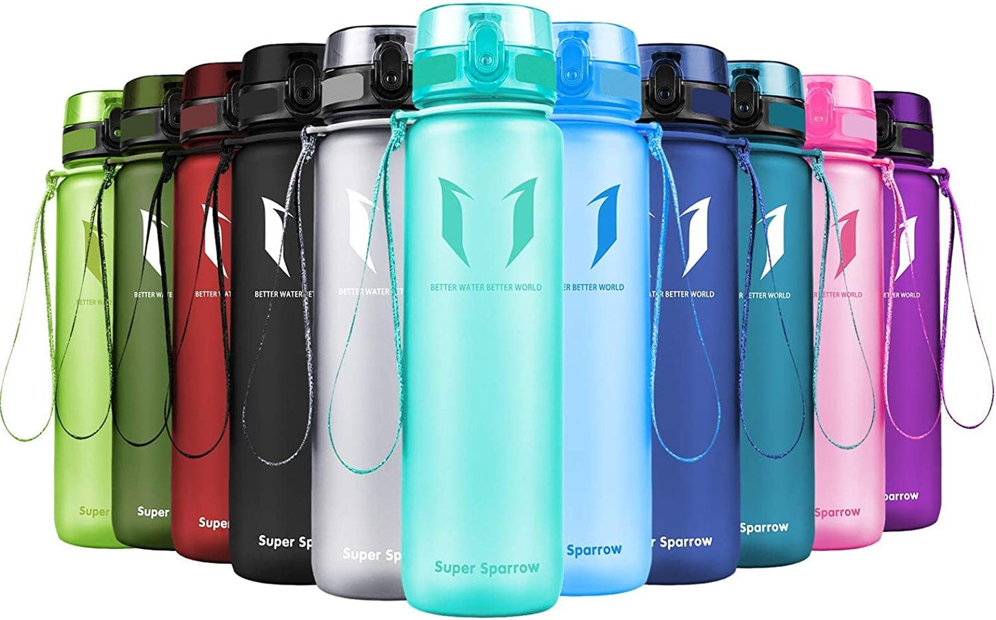 Super Sparrow Water Bottle - 17 oz - BPA & Toxic Free Tritan Water Bottles - One Touch Opening - Leak-proof Plastic Bottle - Kids Water Bottle for Office, Gym, Outdoor, Sports