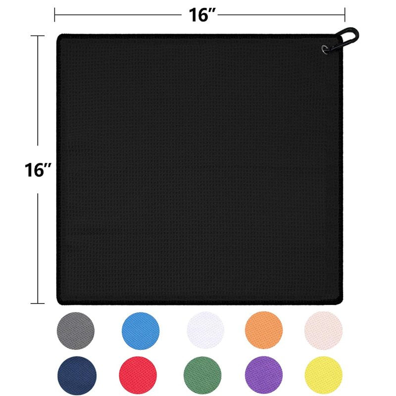 ATTRACTIVE Golf Towels, Microfiber Waffle Pattern Towels - Golf Club Brush with Cleaning (2 Purple Towel+Black Brush)