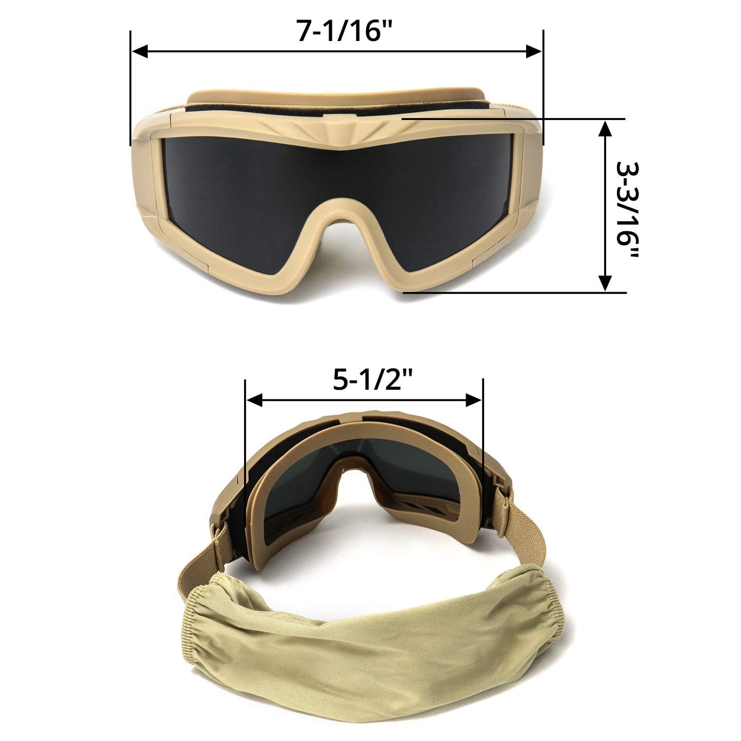 QWORK Airsoft Goggles, Outdoor Sports Military Airsoft Tactical Anti-Fog Goggles with 3 Interchangable Lens, UV Protection Shooting Glasses for Paintball Riding Cycling