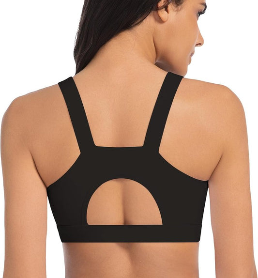 High-Impact Sports Bras for Women - Racerback Workout Top with Molded Cups | Backless Yoga Crop Top