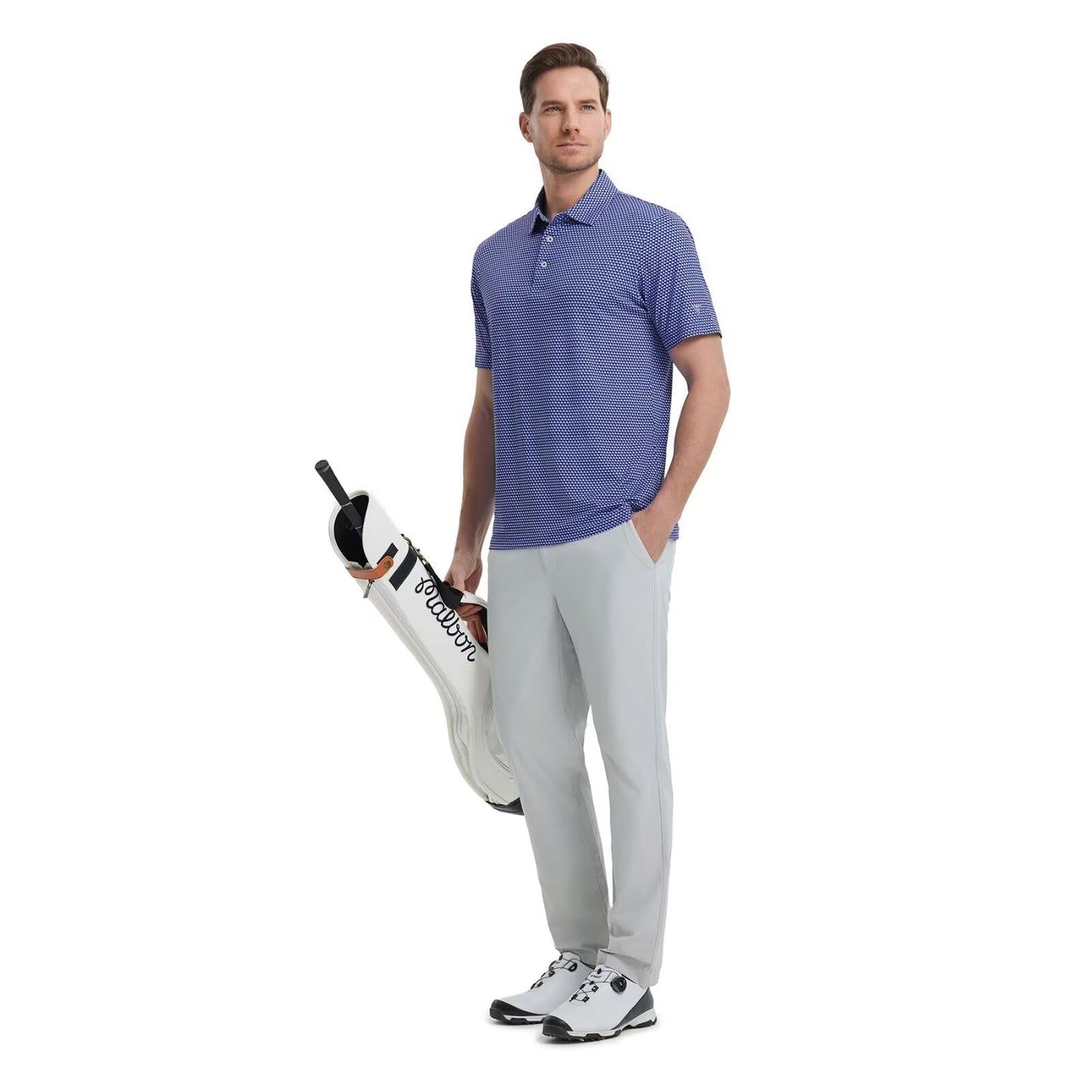 M MAELREG Polo Shirts for Men Quick Dry Fit Short Sleeve Performance Moisture Wicking Print Men’s Golf Shirts