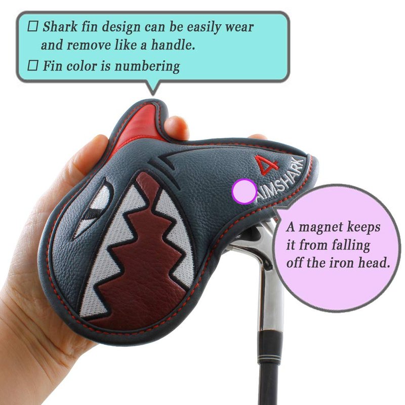 AIMSHARK Coloring Golf Iron Covers/9pcs Set/Golf Head Covers (Black Set)