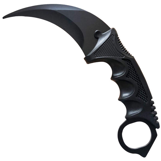 MSGumiho Karambit Knife Trainer No Offensive Karambit Trainer Stainless Steel Practice Training Knife Karambit Knife with Sheath for Beginner 100% Safe Practice Knives Trainer Tool (Black)