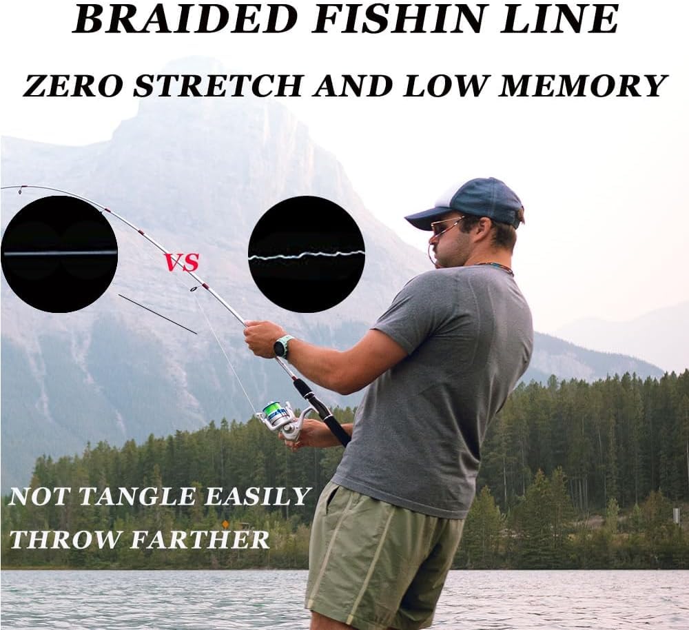 LinHiver Braided Fishing Line, Strong Power, Great Abrasion Resistance, Thin Diameter, No Stretch, Low Memory and High Sensitivity(328Yds, 10LB, 4 Strands, Dark Green)