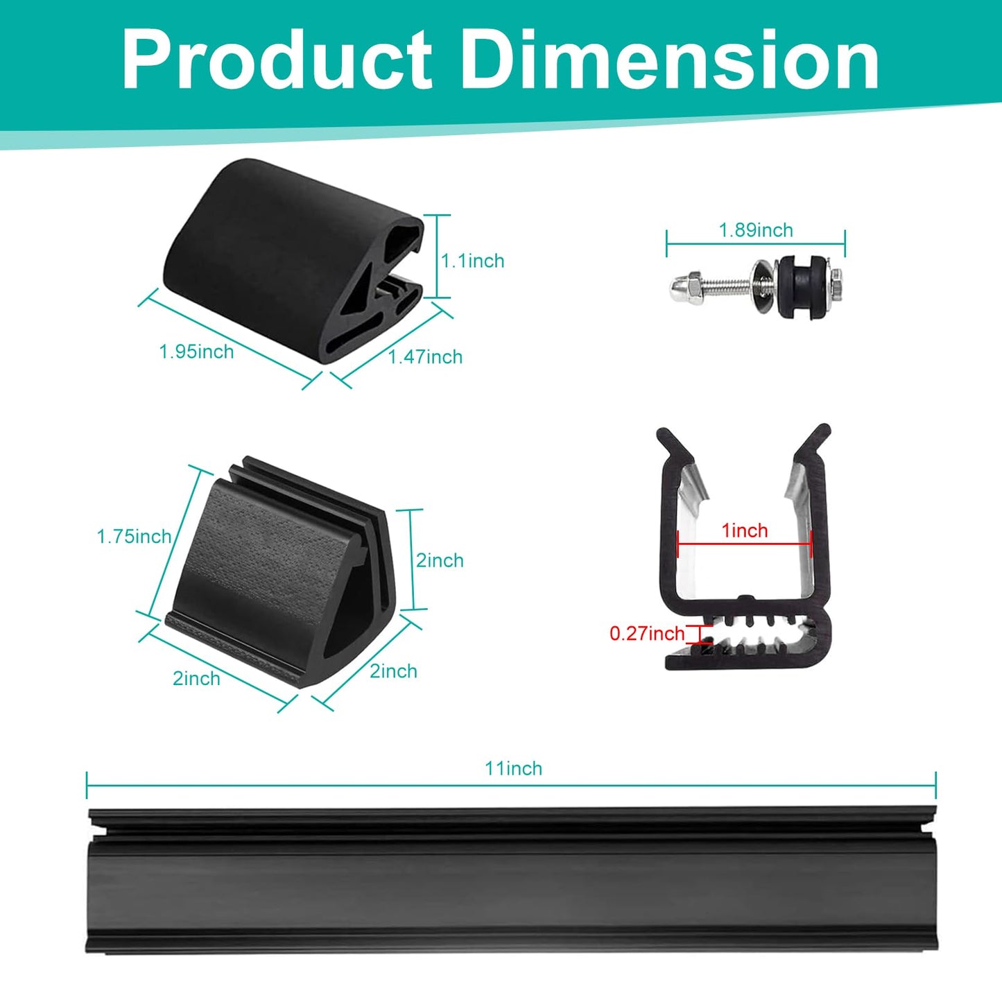 Golf Cart Windshield Clip Set for Club Car Precedent Fit for 1"x1" Tube OEM#101444101,102005801 Include 12.6" Windshield Sash Clips, Windshield Retaining Clips, Windshield Bottom