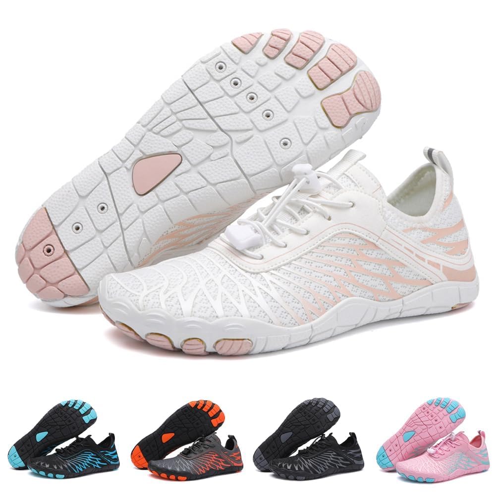 ELETON Barefoot Shoes Women Men Footwear, Wide Toe Box Hiking Zero Drop Non-Slip Quick-Dry River Boat Pool Beach Water Shoes, Lightweight Swimming Running Walking Sneakers Unisex White