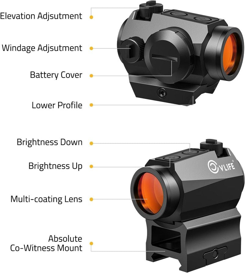 JackalHowl Red Dot Sight - Motion Awake 2 MOA Optics | IPX7 Waterproof, 50,000H Battery Life, Compact 1x20mm for 21mm Rail