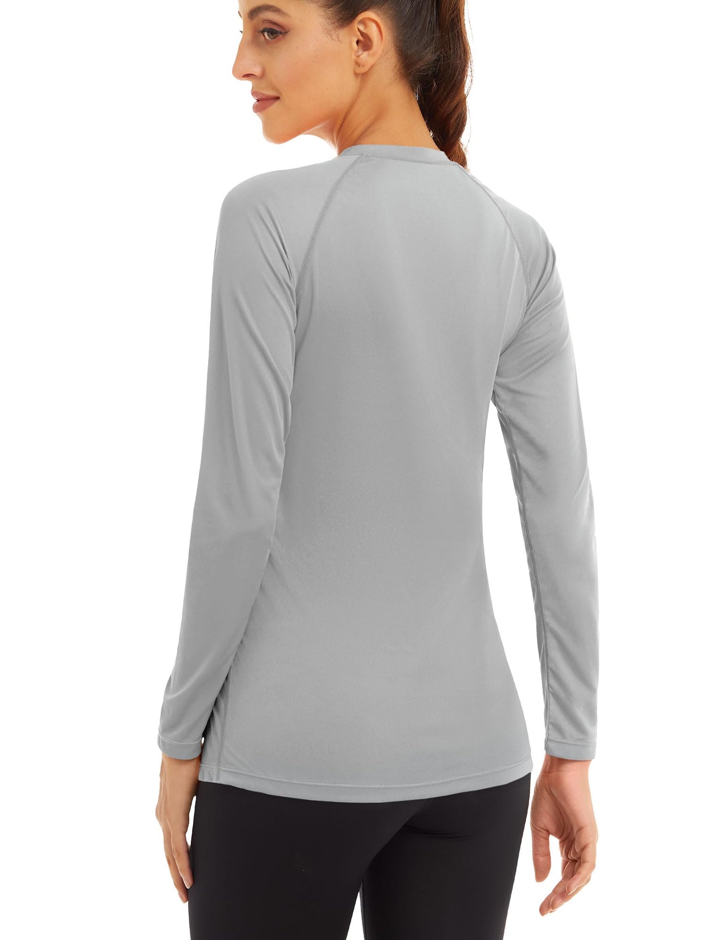 MAGCOMSEN Womens Rash Guard Long Sleeve SPF Swim Shirts for Women UV Protection Hiking Shirts for Women Quick Dry Running Shirts Fishing Shirts Light Grey