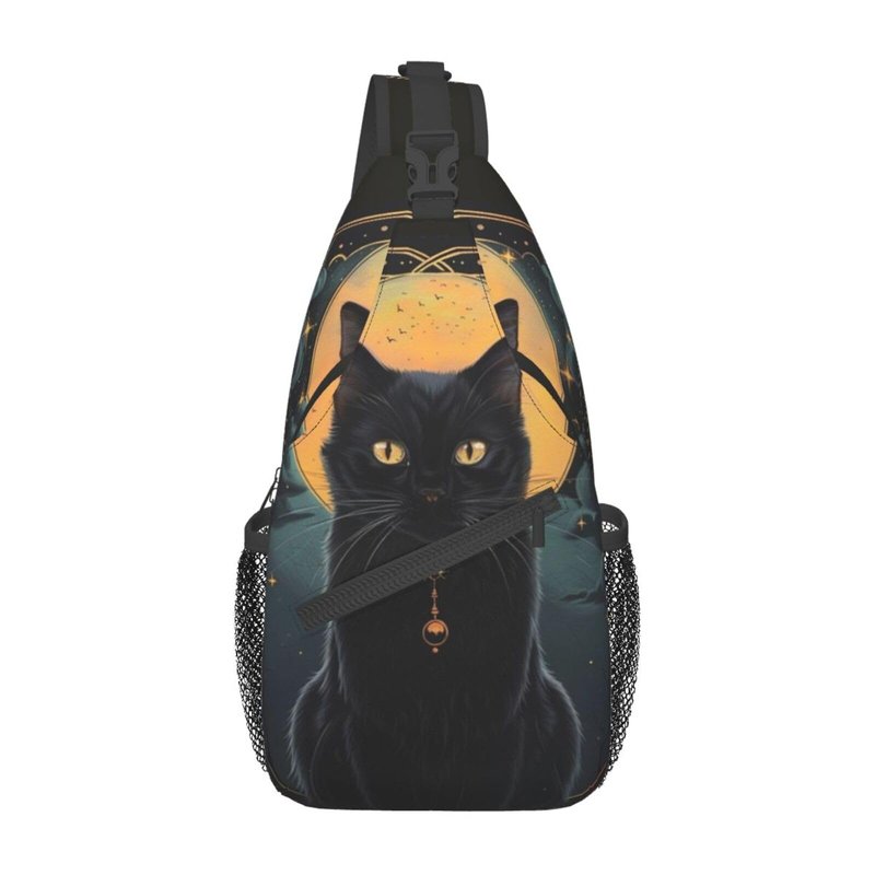 opshksog Cat Sling Bag Travel Crossbody Backpack Hiking chest Daypack Shoulder Pack for Women Adjustable Waterproof Lightweight Walking
