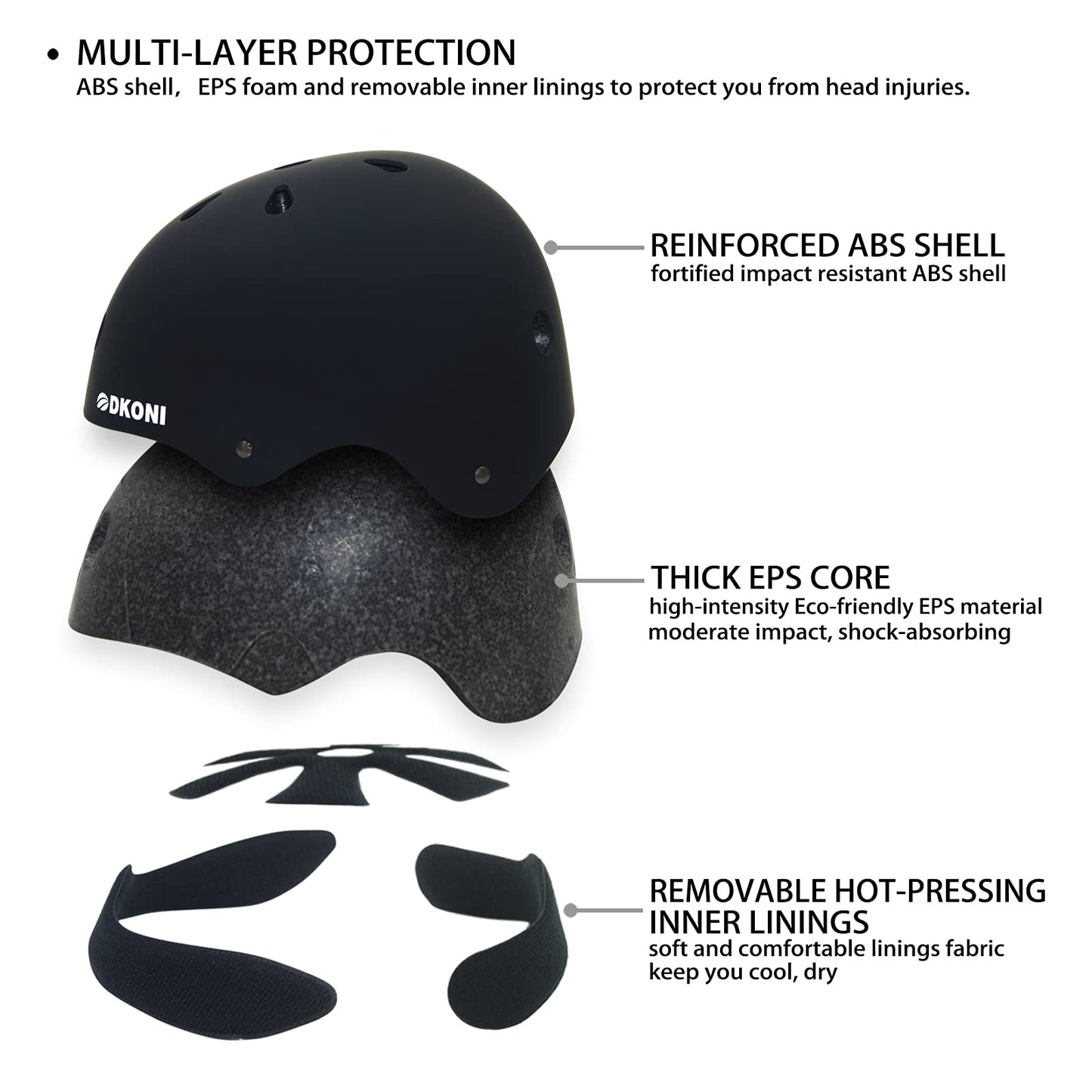 Kids Bike Helmet, Adjustable and Multi-Sport, from Toddler to Youth, 3 Sizes