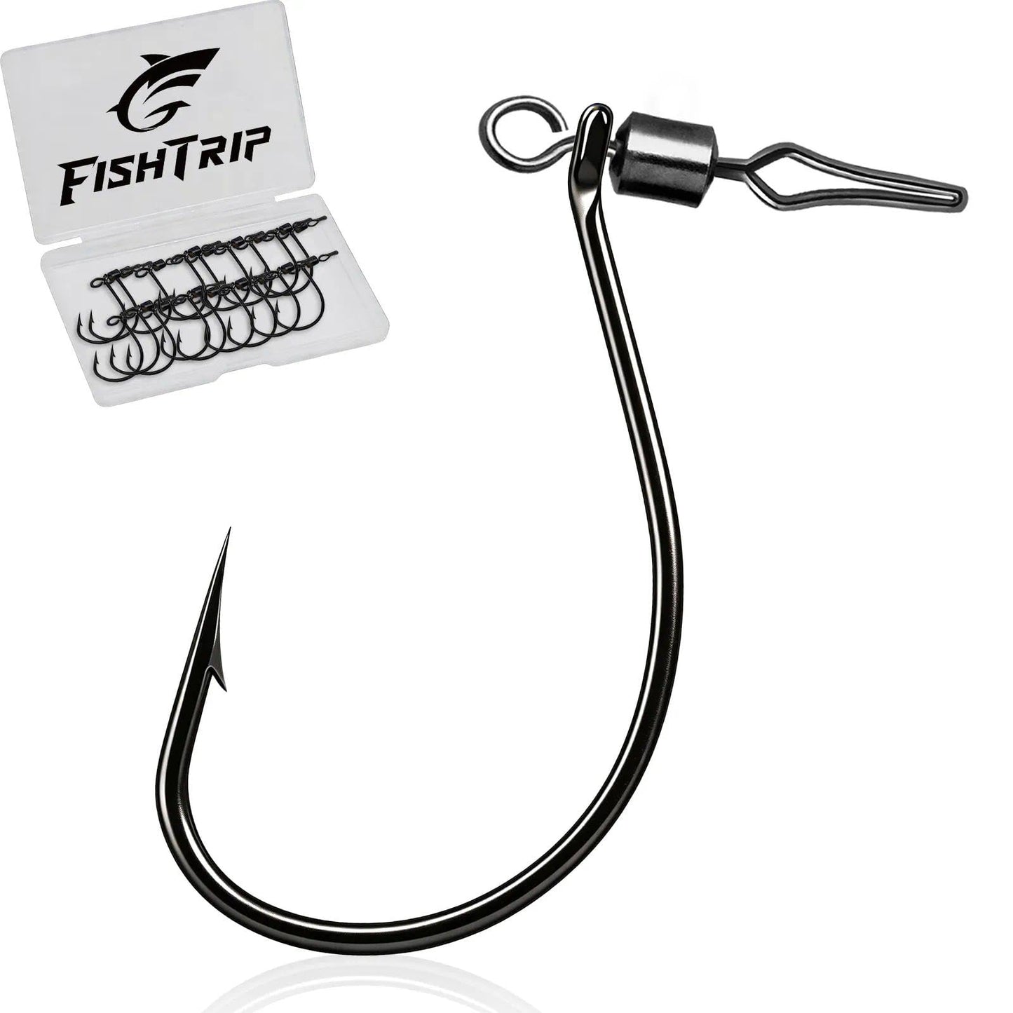 FishTrip 30/60Pcs Swivel Drop Shot Hooks Kit, EWG Spin Shot Hook for Bass