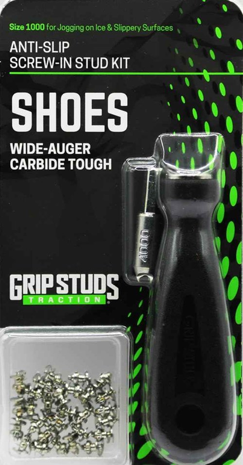 1000-2.2mm Prominence GRIPSTUDS Shoe Studs, Pack of 28 Solid Tungsten Carbide Tipped Screw in Studs for Improved Traction in Shoes or Sandals, Includes Installation Tool