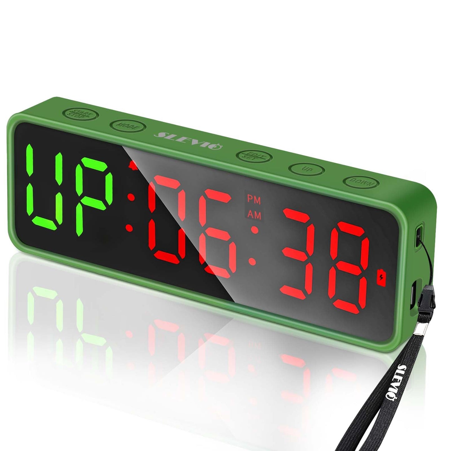 Small Gym Timer Clock Stopwatch Magnetic Workout Interval Timer, Large LED Digital Display, Home Accessories Countdown Clock for Home Gym Garage Schools (Matte Green)