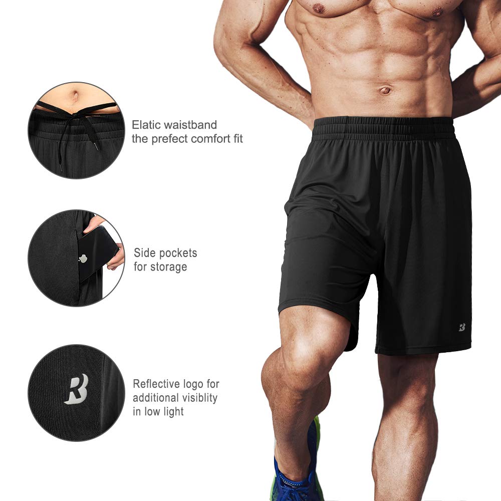 Roadbox Workout Shorts Men Athletic Gym Running Basketball Shorts for Men 7 inch with Pocket for Fitness Sports 2pack