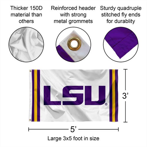 College Flags & Banners Co. LSU Tigers Jersey Stripes Flag and Pole Bracket Mount Bundle