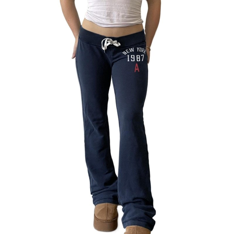 Bosloga Low Rise Sweatpants Women Casual Drawstring Track Pants Y2K Baggy Wide Leg Streetwear Drawstring Sweatpants (Medium,DarkBlue)
