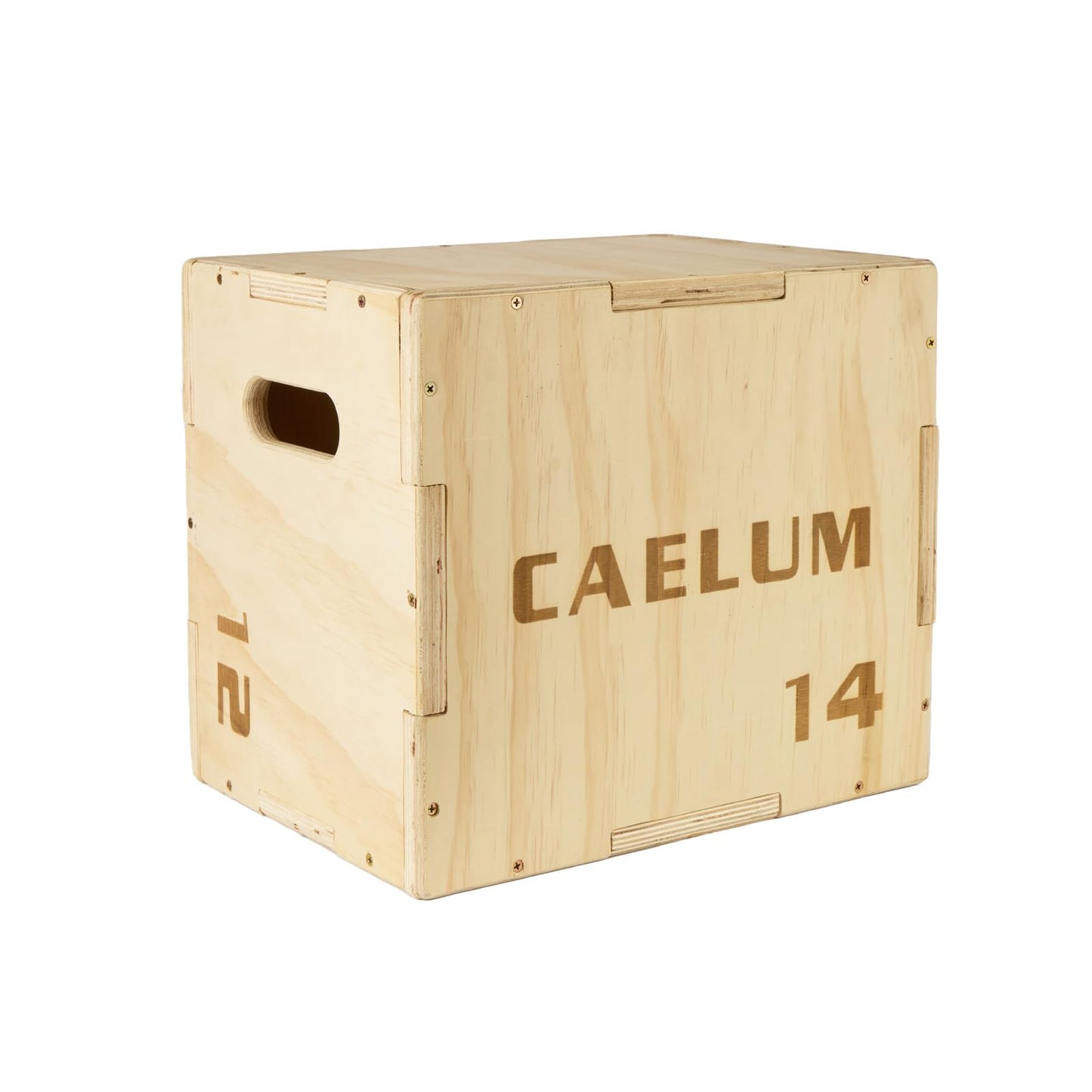 CAELUM 3-in-1 Wood Plyo Box - Non-Slip Plyometric Jump Box for Home & Gym, 400lbs Bearing Fitness Launch Box for Jumping Squats Step-ups Strength Training (‎16" x 14" x 12")