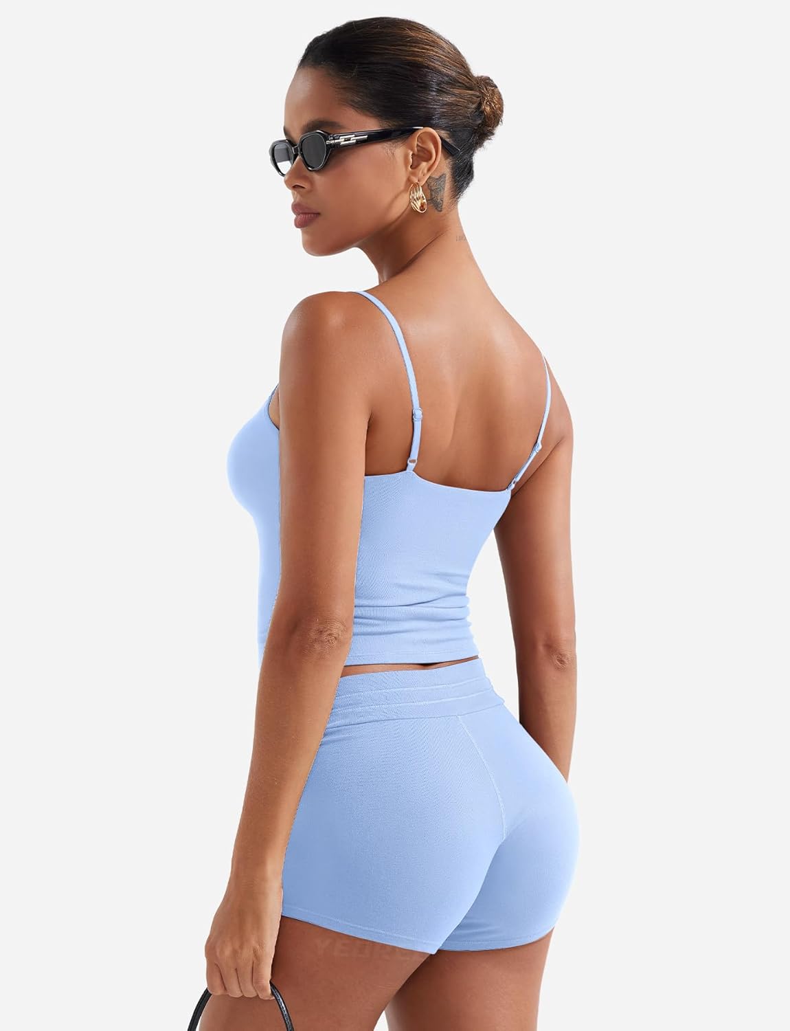 YEOREO Women's 2-Piece Lounge Set - Tank Top & Shorts with Built-In Bra | Summer Comfort Outfit