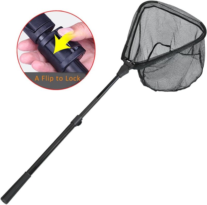 Fishing Landing Net with Telescoping Pole Handle - Extendable 40-63 Inches for Freshwater Fishing