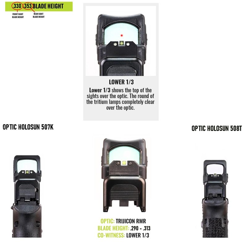 NIGHT FISION Yellow Front/Black Rear Optics Ready Stealth Lower 1/3rd Night Sight Set for Walther PDP with 509t