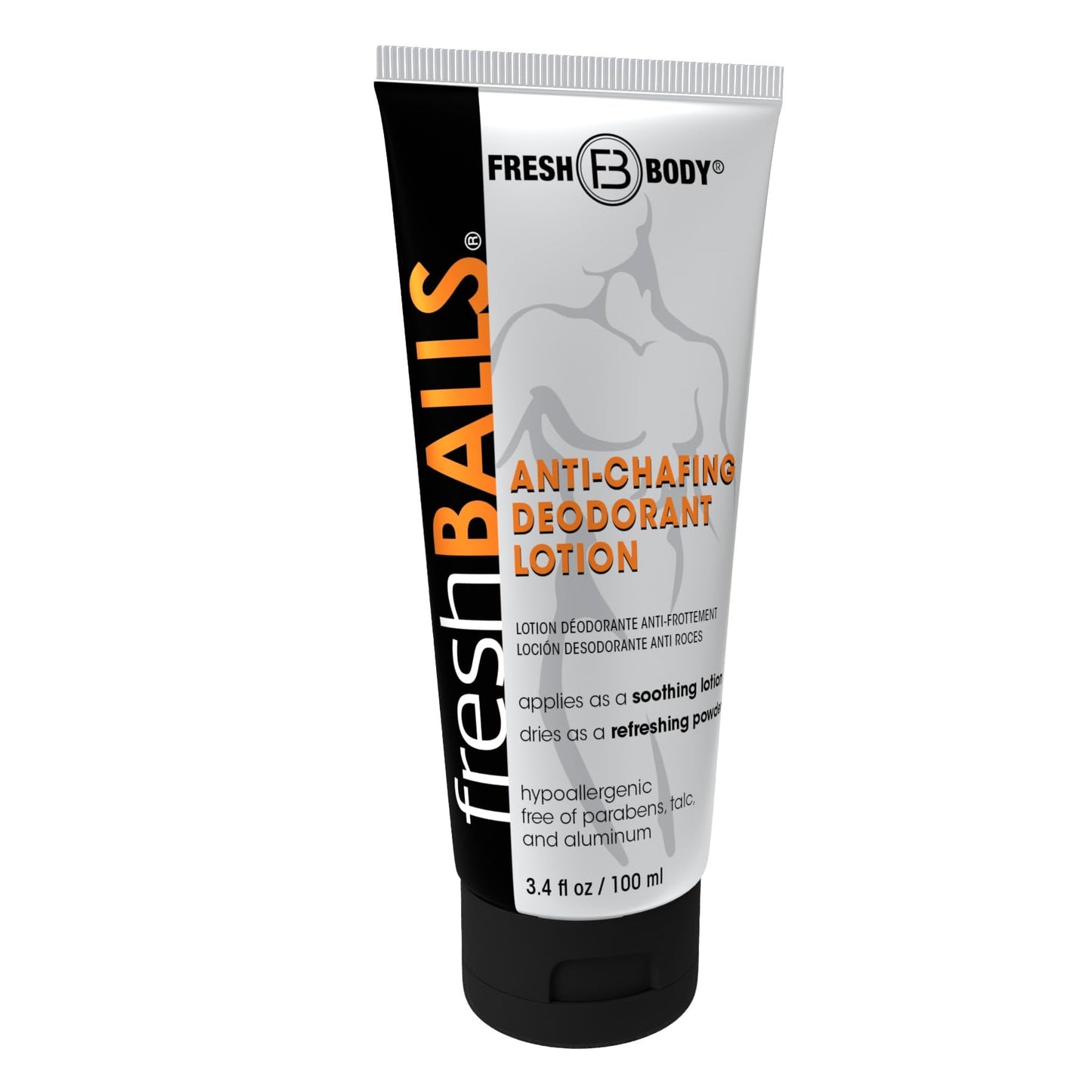 Fresh BALLS Cream - Men's Anti-Chafing Comfort Soothing Lotion to Powder - Ball Deodorant and Hygiene for Groin Area - The Original Anti Friction Cream for Men, 3.4 fl oz
