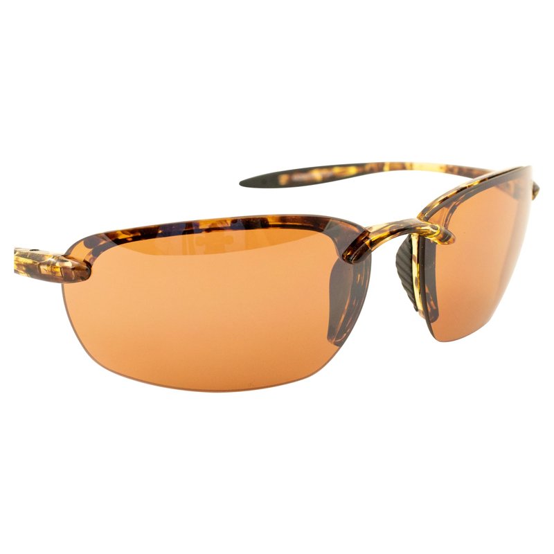 Raze Eyewear Lyte Frameless Sport & Motorcycle Riding Sunglasses Tortoise Frame w/Amber Lenses (Tortoise Gloss With Black Accents and Smoke Lens)