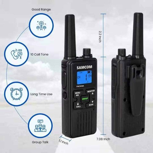 SAMCOM FRS Two Way Radios Rechargeable Walkie Talkies for Adults, 2 Way Radios Long Range 22 Channels VOX Hands Free Emergency Group Call,Portable 1250mAh with USB Charger/NOAA/Flashlight (2 Pack)