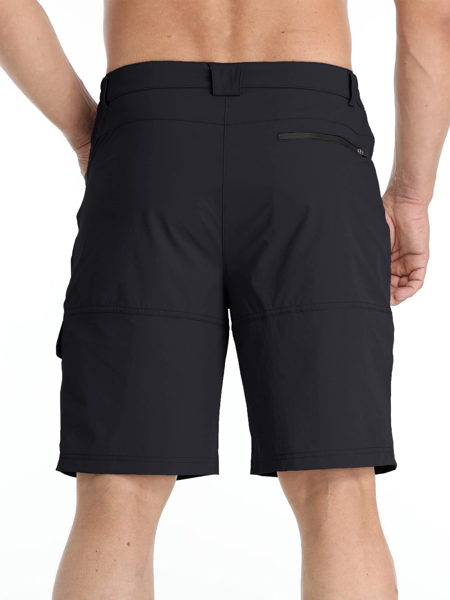 TACVASEN Mens 10" Hiking Cargo Shorts Golf Casual Lightweight Quick Dry Summer Dress Fishing Travel Shorts with Zipper Pockets Black 34