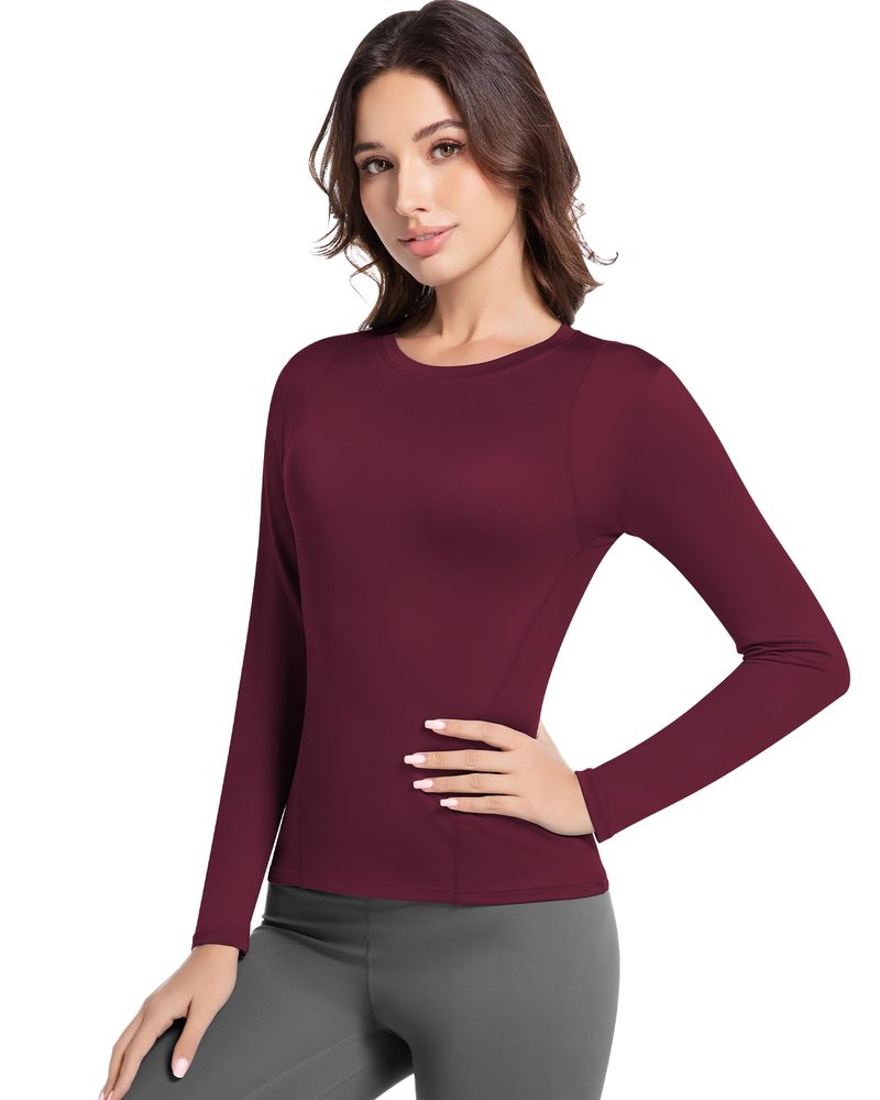 Women's Compression Shirts Long Sleeve Athletic Workout Tops Cool Dry Underscrubs Sun Protection for Gym Yoga Running 4 Pack