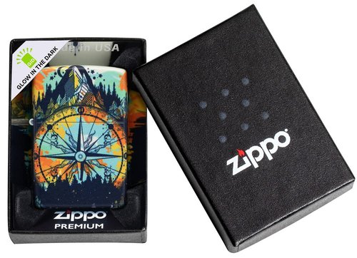 Zippo Compass Mountain Design 540 Color Glow in The Dark Pocket Lighter