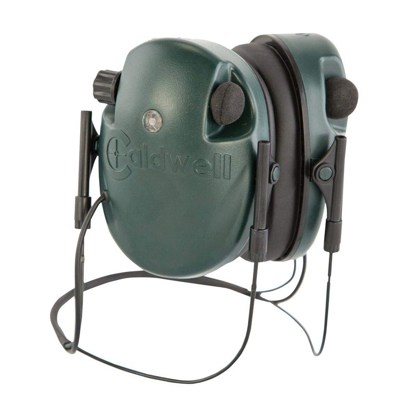 Caldwell E-MAX - ADULT Green Behind the Neck - Low Profile Electronic 21 NRR Hearing Protection with Sound Amplification - Adjustable Earmuffs for Shooting, Hunting and Range