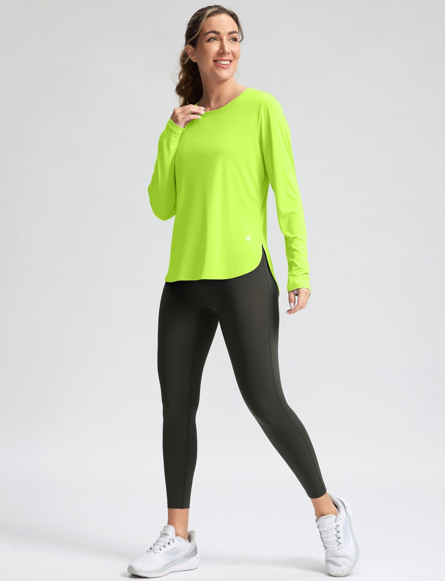 Women's Sun Shirts UPF 50+ Long Sleeve UV Protection Shirt Lightweight Quick Dry Workout Hiking Tops for Women(Bright Green,XL)