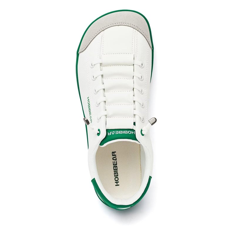 HOBIBEAR Barefoot Minimalist Shoes Womens Mens | Zero Drop | Wide Width Canvas Slip-on Shoes(White/Green, Women 9/Men 8)