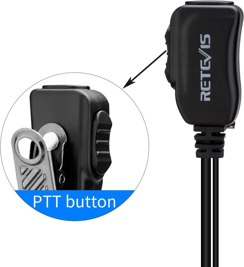 Adjustable Walkie Talkie Earpiece with Mic - D Shape Earhook for RT22, RT68, H-777 | 6 Pack
