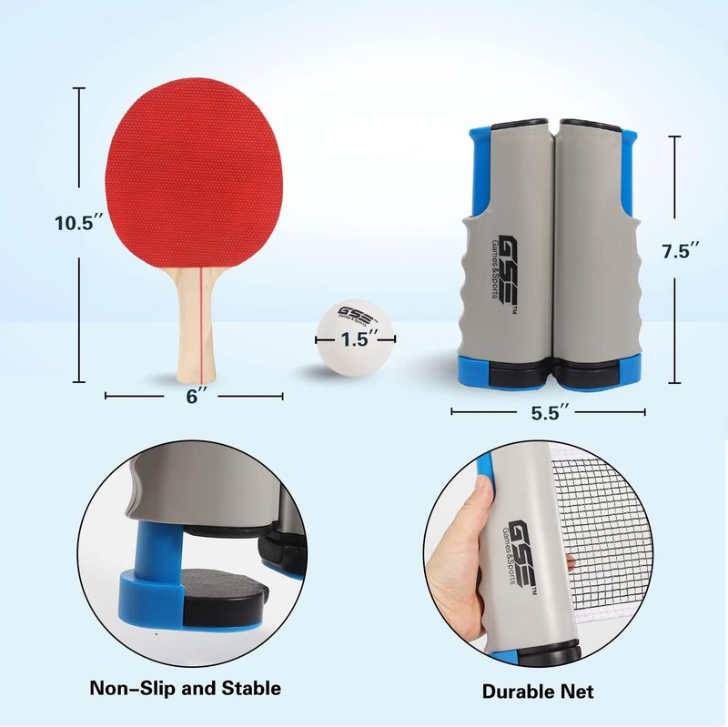 Adjustable Retractable Ping Pong Net Set - Professional Table Tennis Rackets & Balls with Storage Bag | Game Accessories