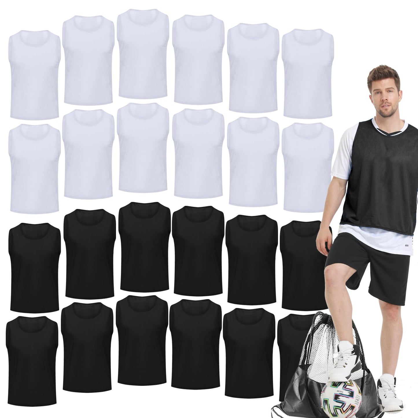 Antoyo 12/24/48Pcs Soccer Pinnies Youth, Scrimmage Team Practice Vests