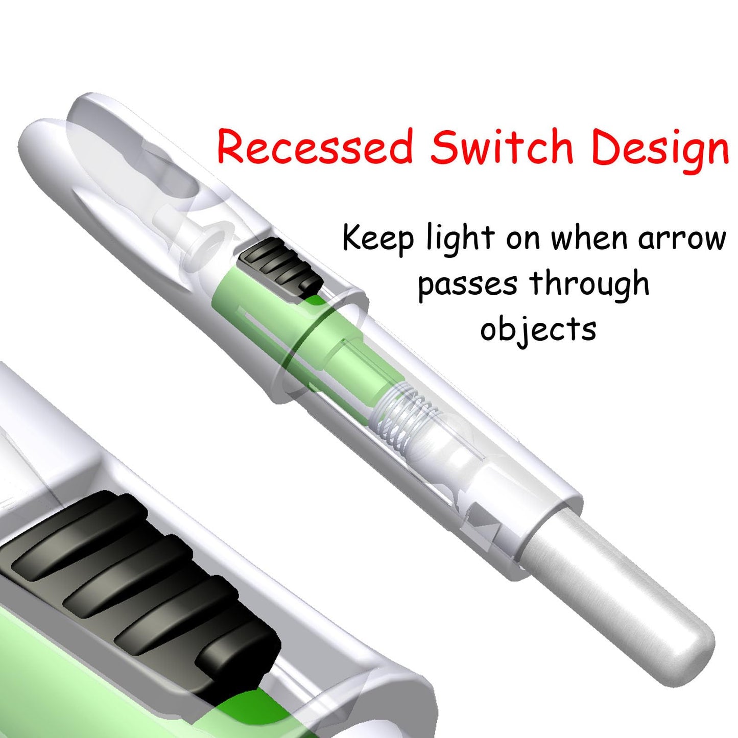 Linpeng 6PCS Lighted Nocks for Arrows with .165/ .204/ .233/ .244/ .246 Light Up Nocks with ON/Off Switch for Archery Hunting (Green, G/.165")
