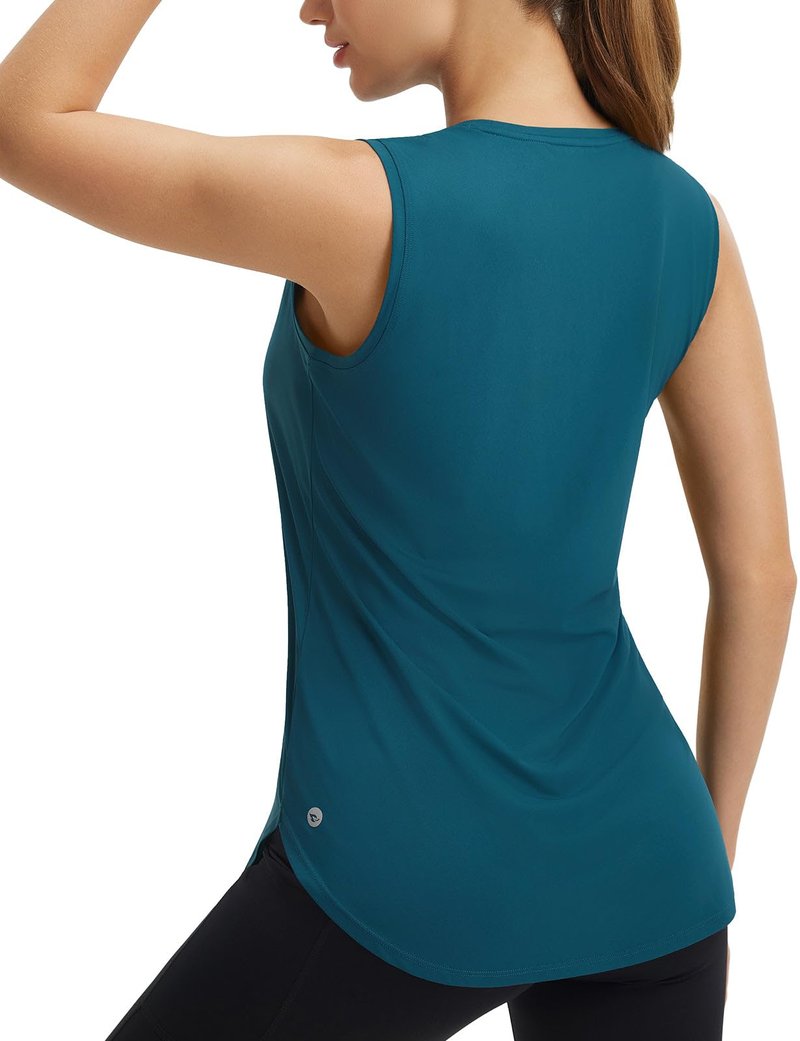 baleaf Women's Sleeveless Workout Tank Tops Lightweight UPF50+ Soft Loose Fit Athletic Yoga Running Gym Shirts Blue L