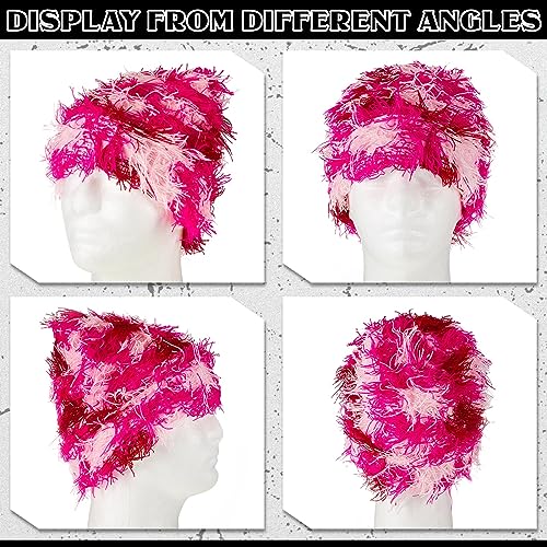 Ramede 2 Pcs Distressed Knitted Beanie Fuzzy Winter Hats Thick Warm Beanie Hats for Men Women Outdoor Knit Cap