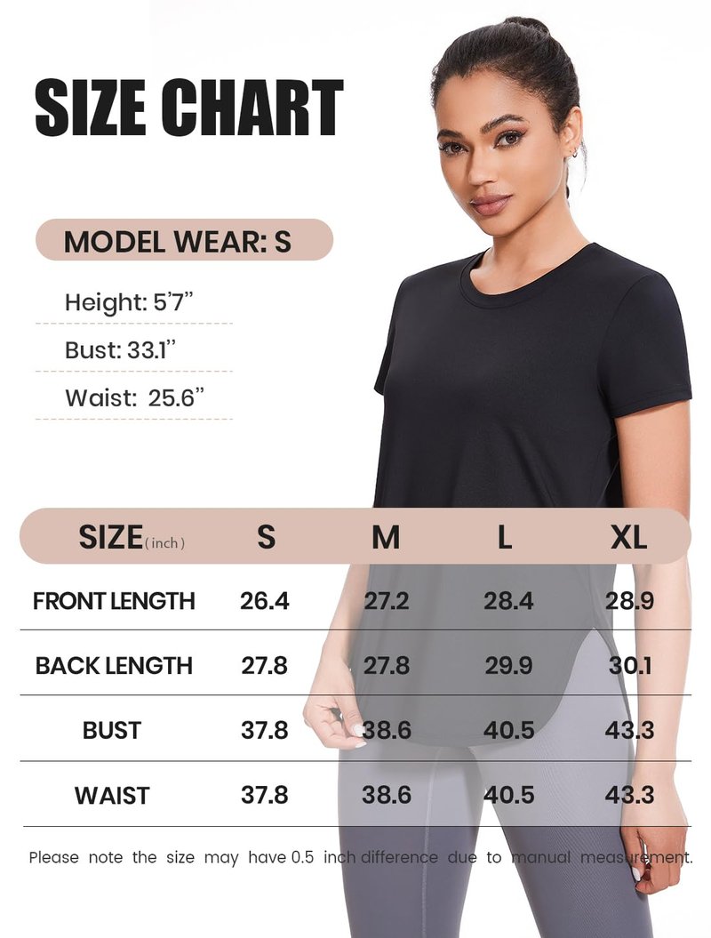 Cosy Pyro 4-Pack Workout Tops for Women UPF 50+ Yoga Shirts Short Sleeve Athletic T-Shirts Quick Dry Running Gym Tee Black/Gray/White/Army L
