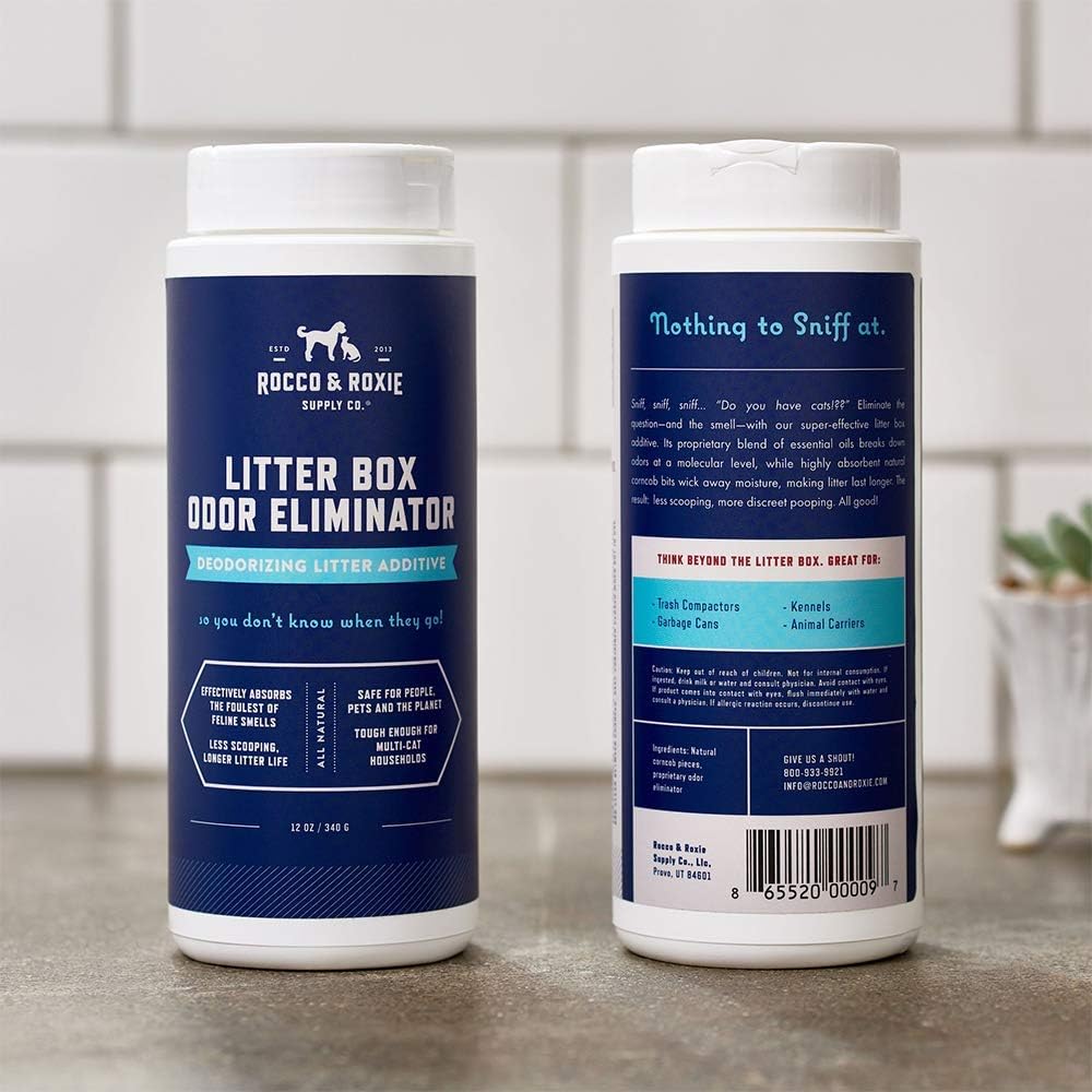 Rocco & Roxie Litter Box Odor Eliminator - Natural Cat Urine Deodorizer | Safe & Effective 12 oz