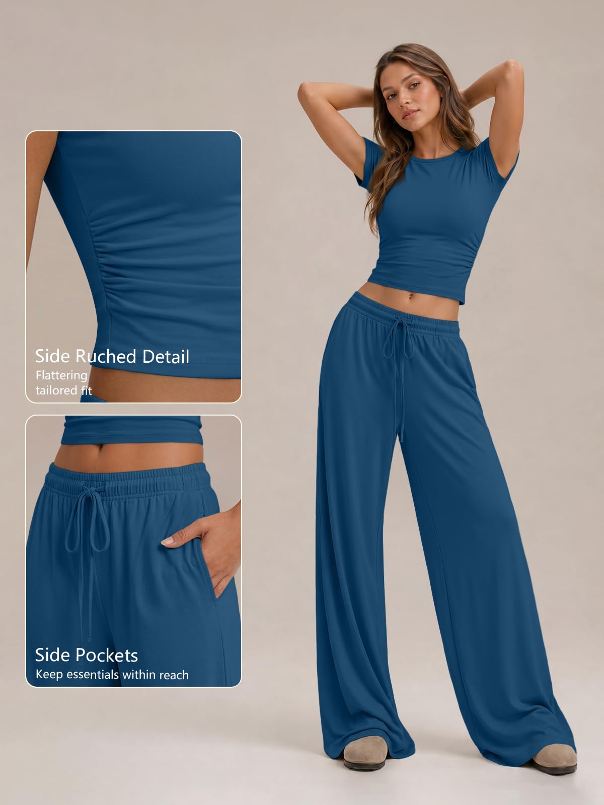 Trendy Queen Womens Petite 2 Two Piece Set 2026 Summer Workout Beach Vacation Cruise Gym Clothes Spring Fashion Lounge Matching School Comfy Airport Travel Outfit Athleisure Clothing