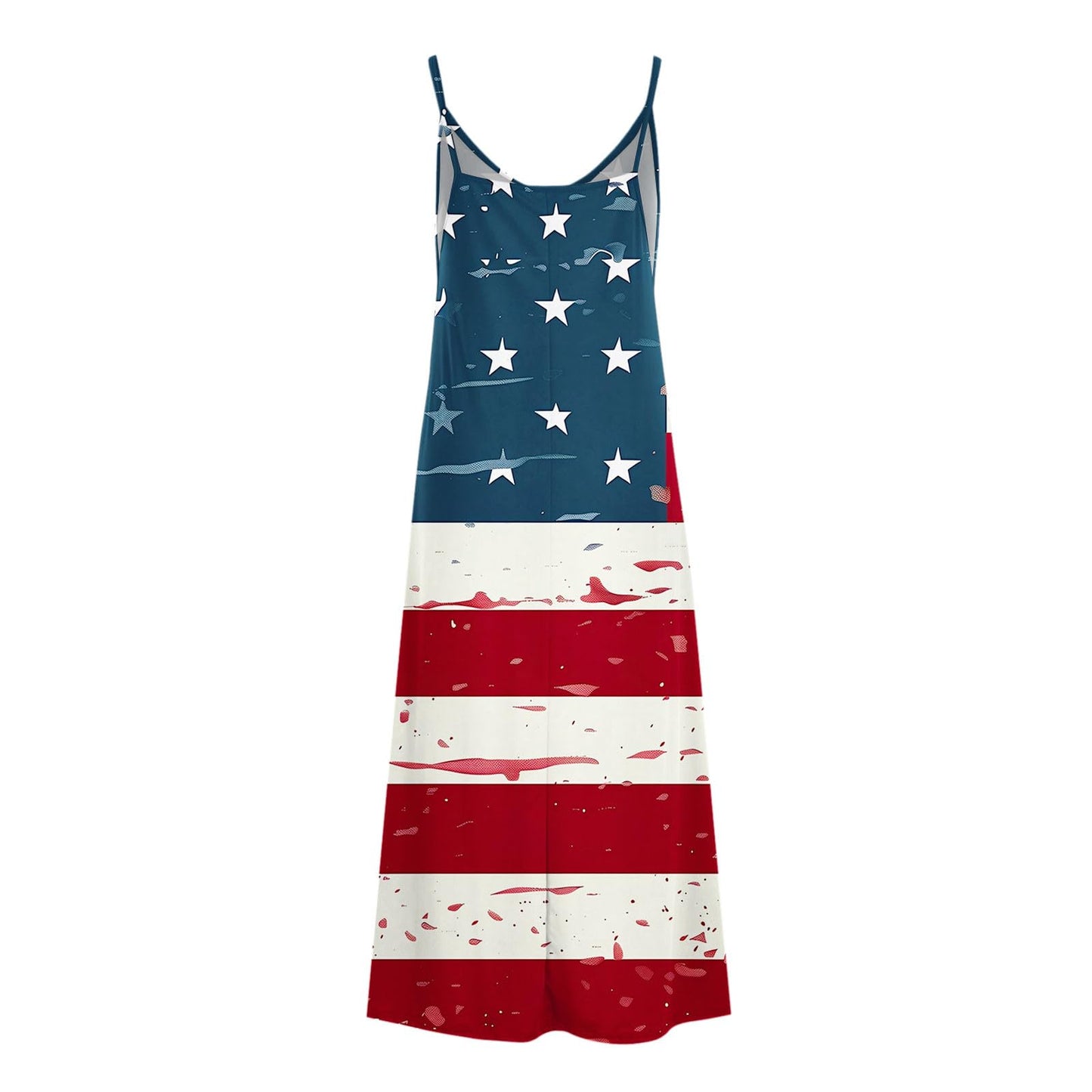 Early Prime of Deals of The Day Today Only Summer Dresses for Women 2024 Trendy Stars Strips Printed Sleeveless V Neck Patriotic Sundress 4th of July Maxi Dress