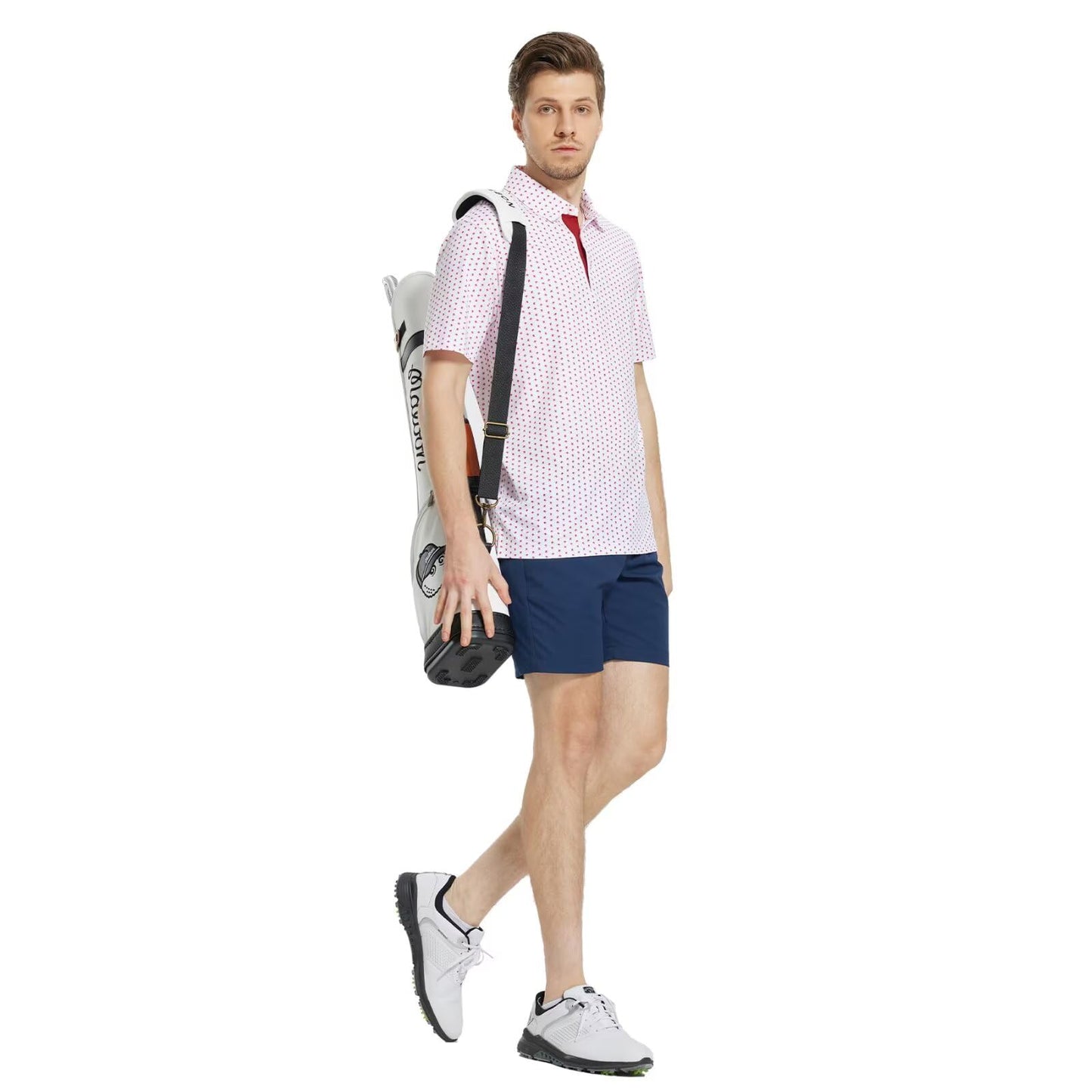 M MAELREG Golf Shirts for Men Dry Fit Print Patterns Performance Moisture Wicking Mens Polo Shirts Short Sleeve