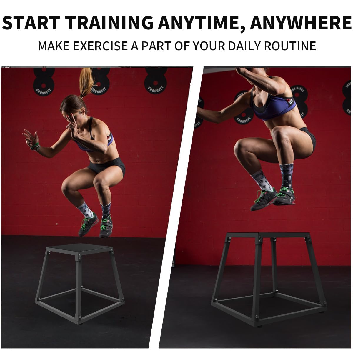 ActiveTrail Plyometric Jump Box, Steel Plyo Platform and Jumping Box, Anti-Slip Exercise Step Up Box for Home Gym Training