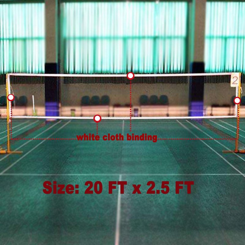 DOURR Badminton Tournament Net with Rope Cable (20 FT x 2.5 FT) (with Nylon Rope Cable)