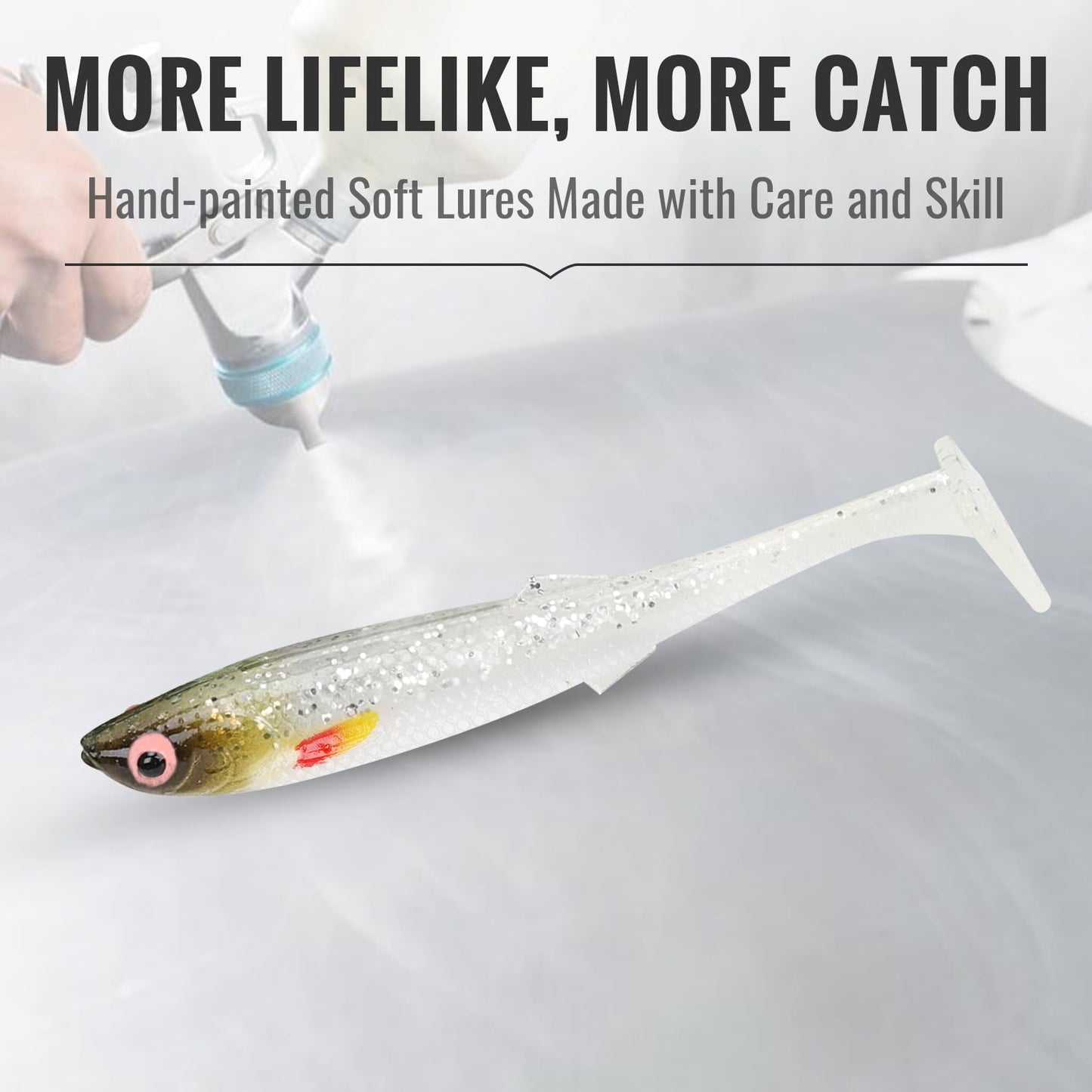 TRUSCEND Hand-Painted Soft Fishing Lures 12PCS, Paddle Tail Swimbaits, Fishing Lures for Bass Trout Crappie Walleye, Durable Plastic Bait for Bass Fishing, Shad Fishing Bait for Freshwater Saltwater