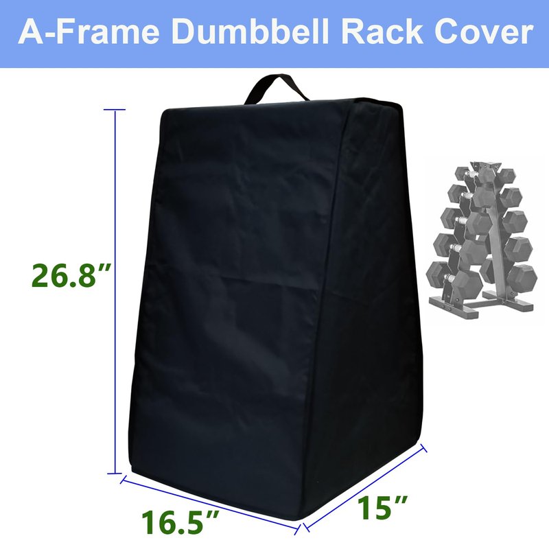 SHTCSZBA A-Frame Dumbbell Rack Cover, Dustproof Waterproof Anti-Scratch Cover for Home Gym Dumbbell Rack, Black, Nylon, 16.8"L x 15"W x 26.8"H